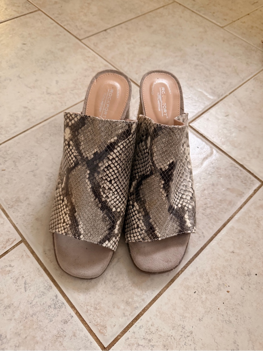 Raffia Snake-Print Mule Sandals
